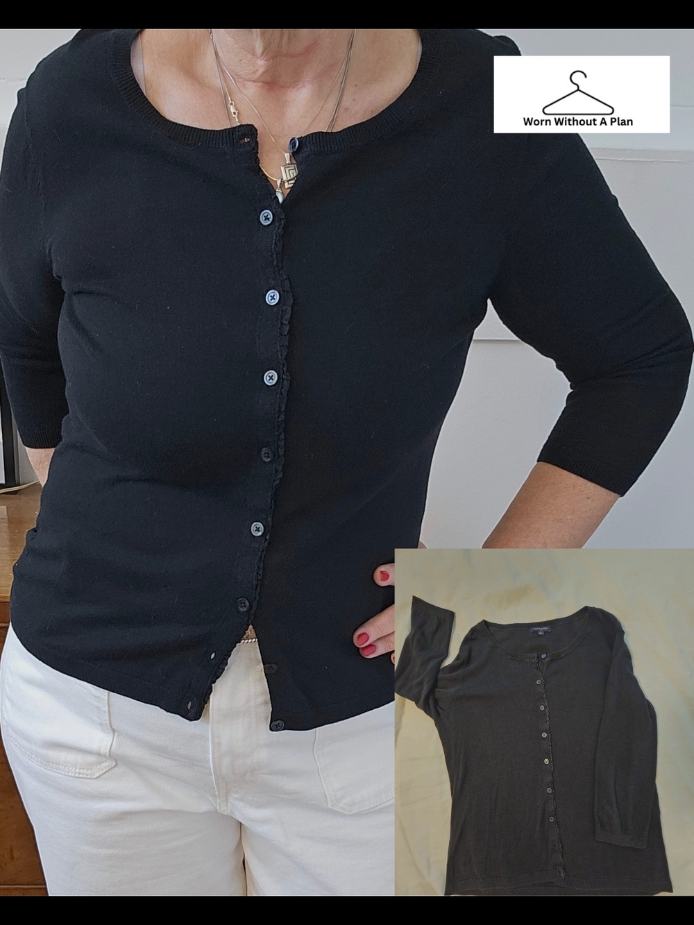 Banana Republic Summer Black 3/4 Sleeve Cardigan Size XL